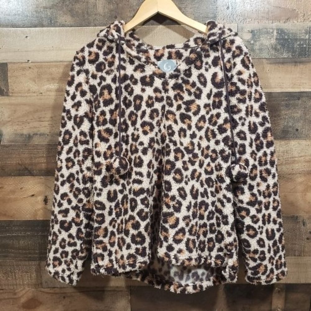Pj Couture NWT‎ leopard print hooded pullover woman's size extra large